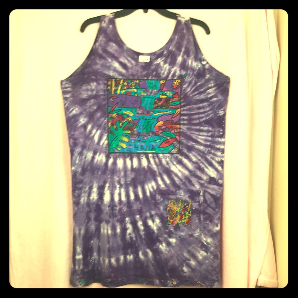 LAT Sportswear Purple Tie Dye Tank Top w/ Pocket